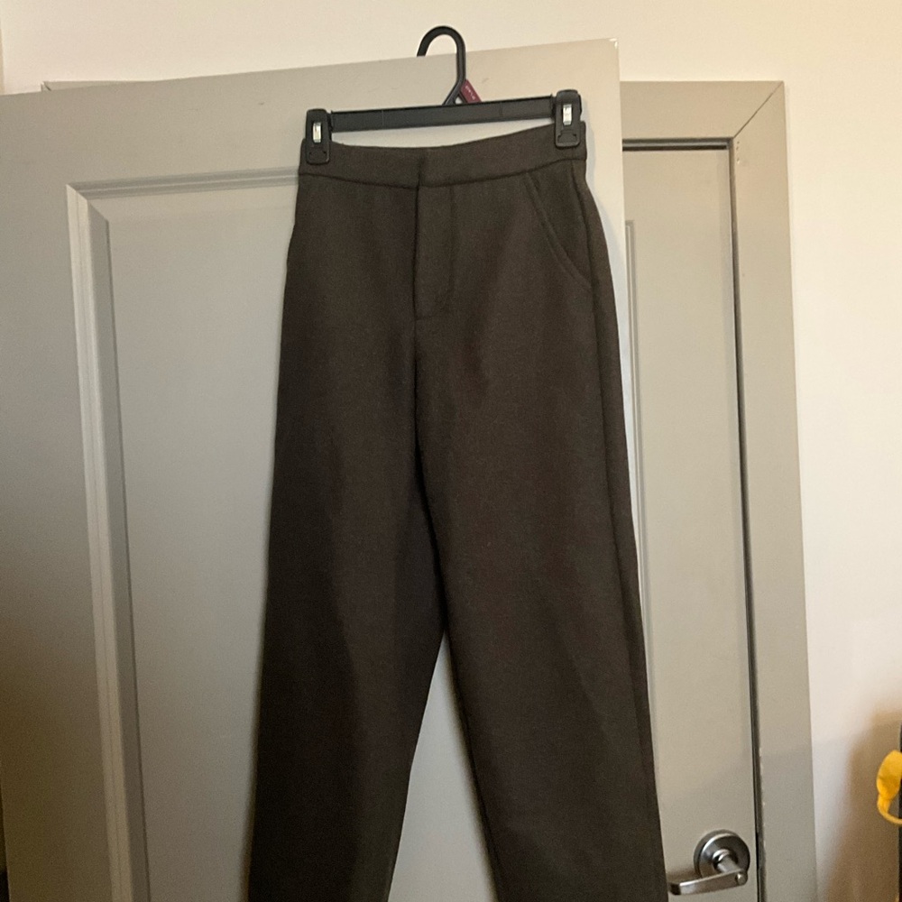 SHEIN FRIFUL Brown Wool Trousers